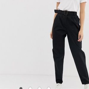 ASOS DESIGN Tall belted peg trousers with buckle